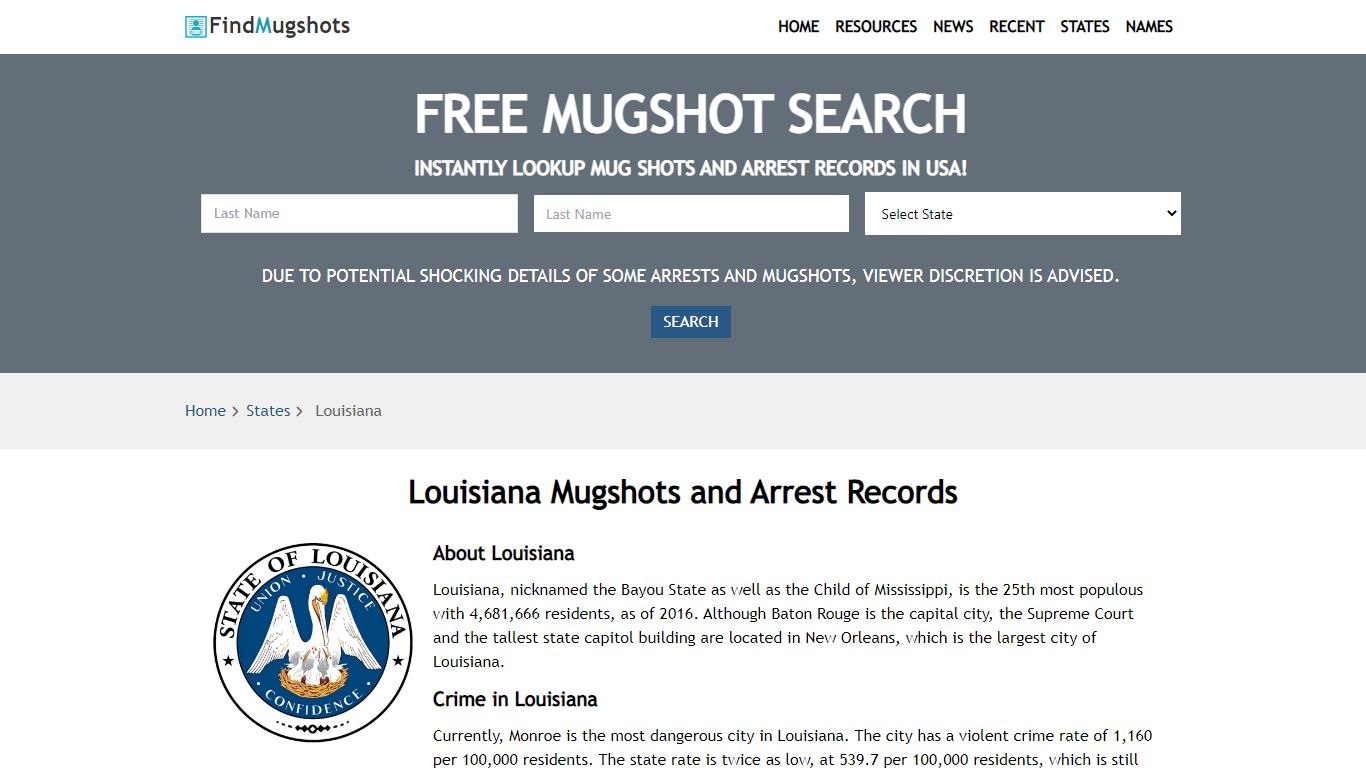 Find Louisiana Mugshots - Find Mugshots